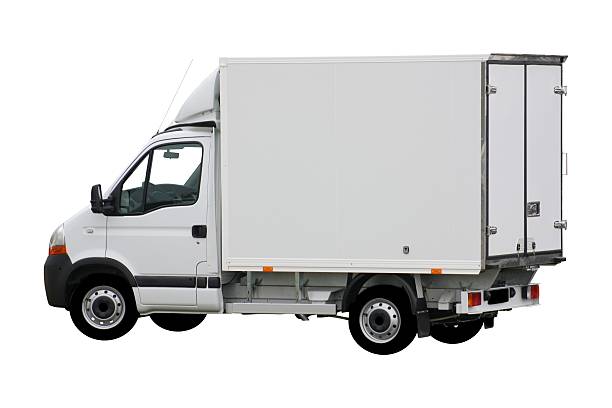 белый ван изолированные - truck commercial land vehicle white blank стоковые фото и изображения