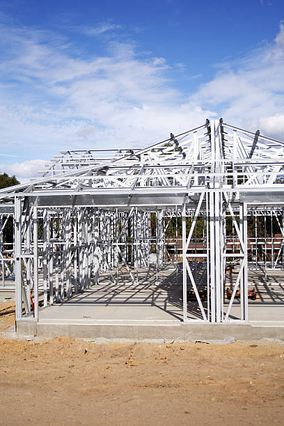 construction steel frame home stock photo