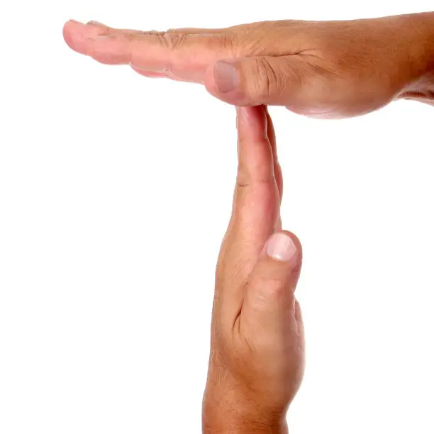 Male's hands making a T-form