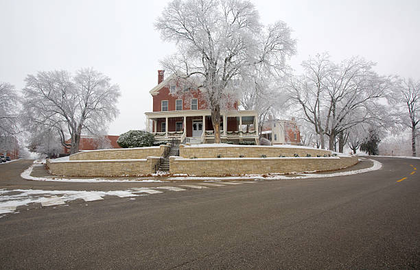 istock Brick house in winter ice storm 172638256