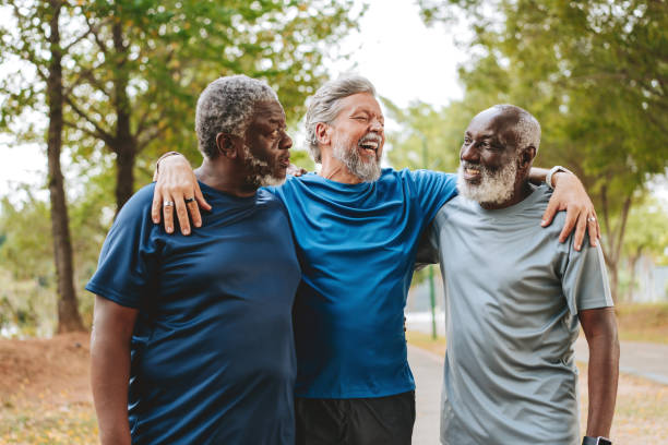 istock Elderly friends having fun while walking together 1726383271