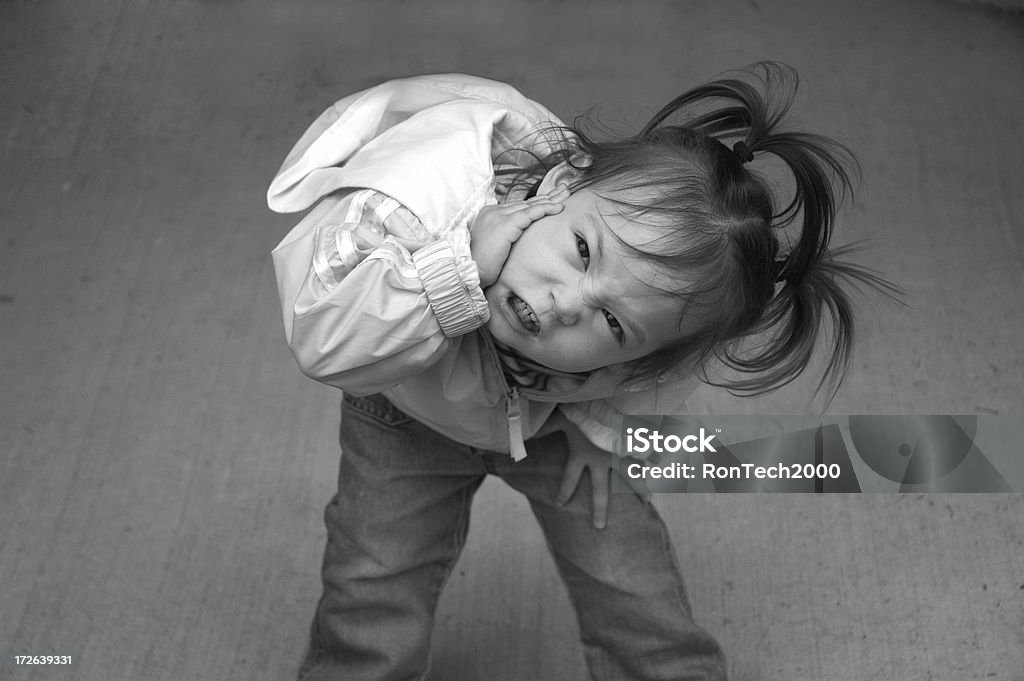 Cute Kid - Terrible Twos B&amp;W A cute little 2-year old girl hamming it up for the camera. See also: Tantrum Stock Photo