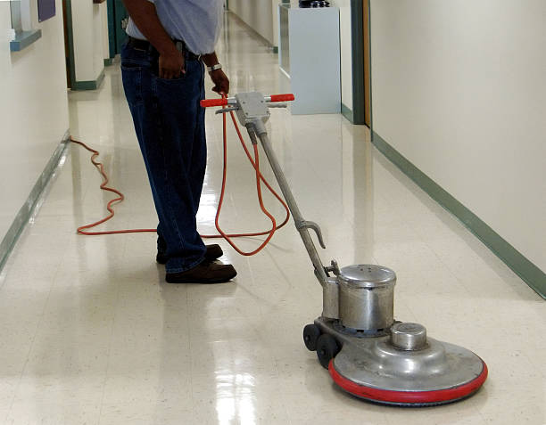 Buffing the floor stock photo