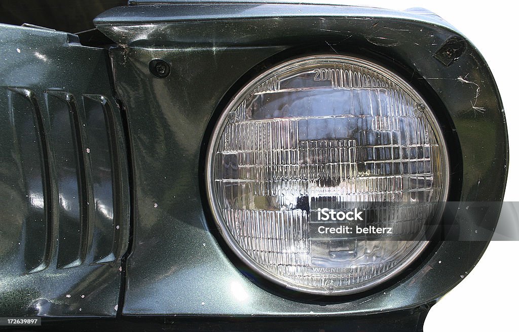 mustang headlight details a headlight on an old mustang 1970-1979 Stock Photo