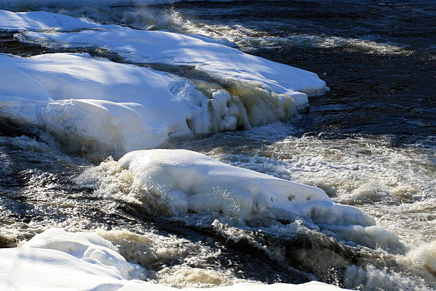 Rapid during the winter, Jacques-Cartier river, Quebec, Canada.