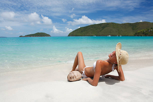 istock smiling woman on tropical beach 172640796