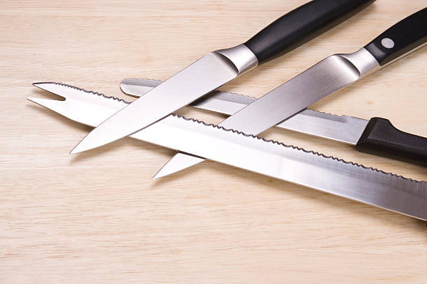 Different knife blades forming a pattern stock photo