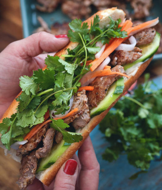 istock Thai Baguette Sandwich with Beef, Carrots, Cucumber and Cilantro 1726416306