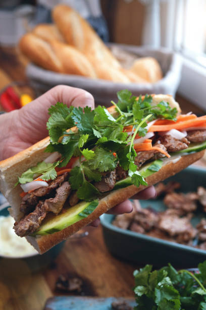 istock Thai Baguette Sandwich with Beef, Carrots, Cucumber and Cilantro 1726416309