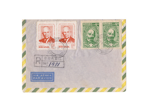 Belgrade, Serbia - November 17, 2015:  Famous physicist Mileva Maric Einstein post stamp at letter.