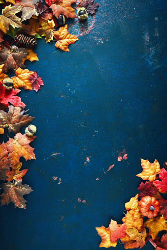 Autumn Decoration with Leafs on Rustic Background