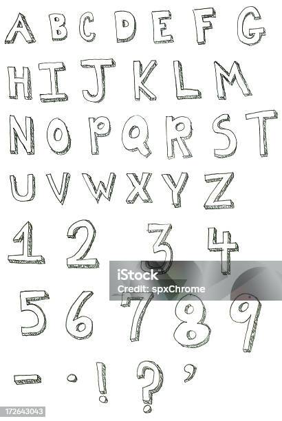 Block Pencil Letters With Shadows Stock Illustration - Download Image Now - Number, Child, Drawing - Activity