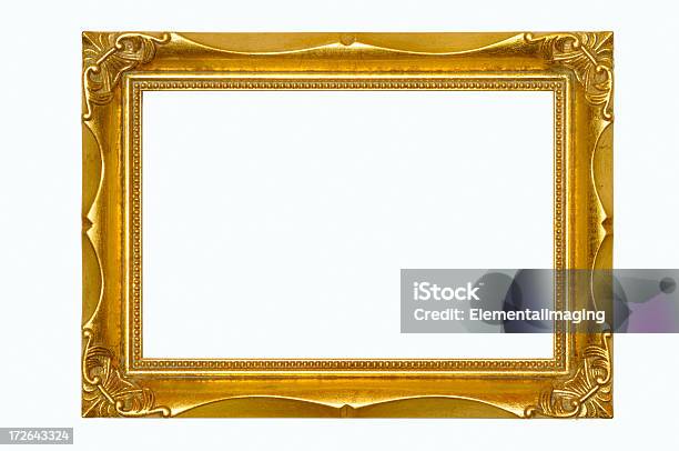 Enfeitado Dourado Foto Frame 5 X7 Relação De Aspeto Isolado Wtraçado De Recorte - Fotografias de stock e mais imagens de Moldura de Quadro
