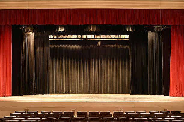 Stage Curtain 2 "Shot this theater curtain with a Canon 10D, a good lens and a sturdy bogen tripod." stage performance space stock pictures, royalty-free photos & images
