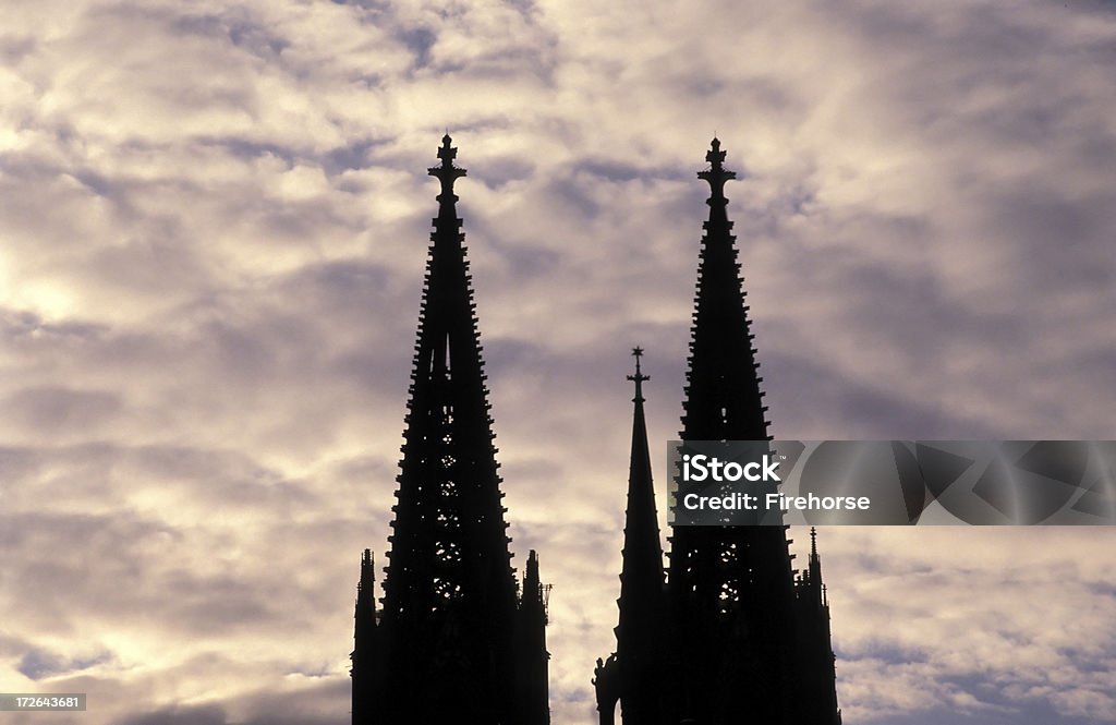 The Two Towers Two towers in front of an evening sky. Architecture Stock Photo