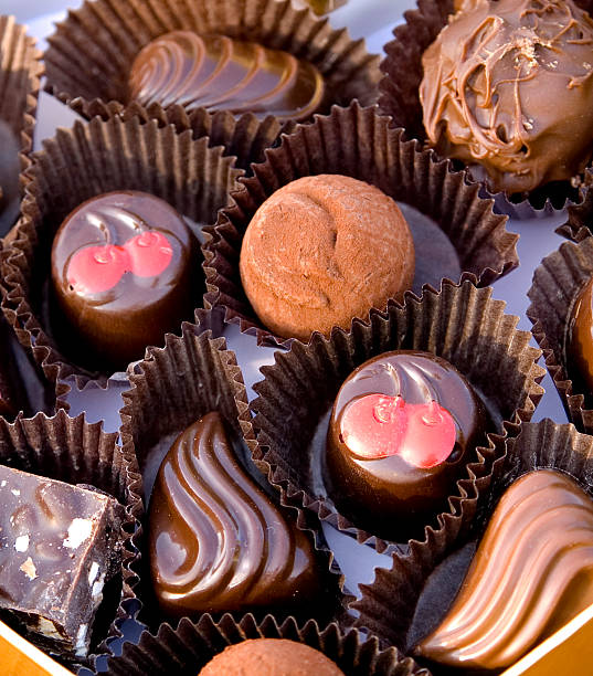 istock Chocolate Candy Gift Box, Valentine's Day Truffles, Dessert Food Background 172643954