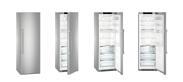 Freezer on a white background. Images of the freezer from different angles.