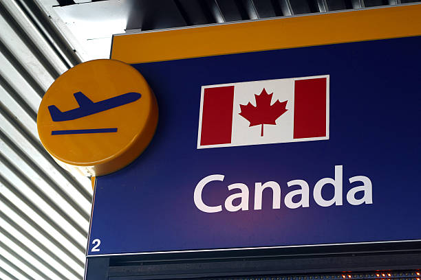 Airport Departure Sign Canada stock photo