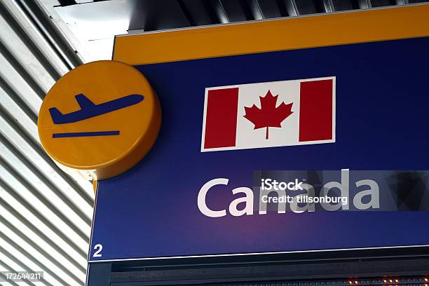 Airport Departure Sign Canada Stock Photo - Download Image Now - Canada, Airport, Leaving