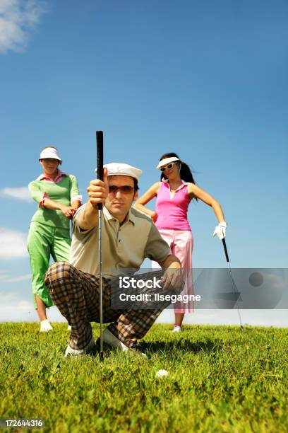 Photo libre de droit de Trio De Golfeurs banque d'images et plus d'images libres de droit de Club de golf - Club de golf, Golf, Tartan