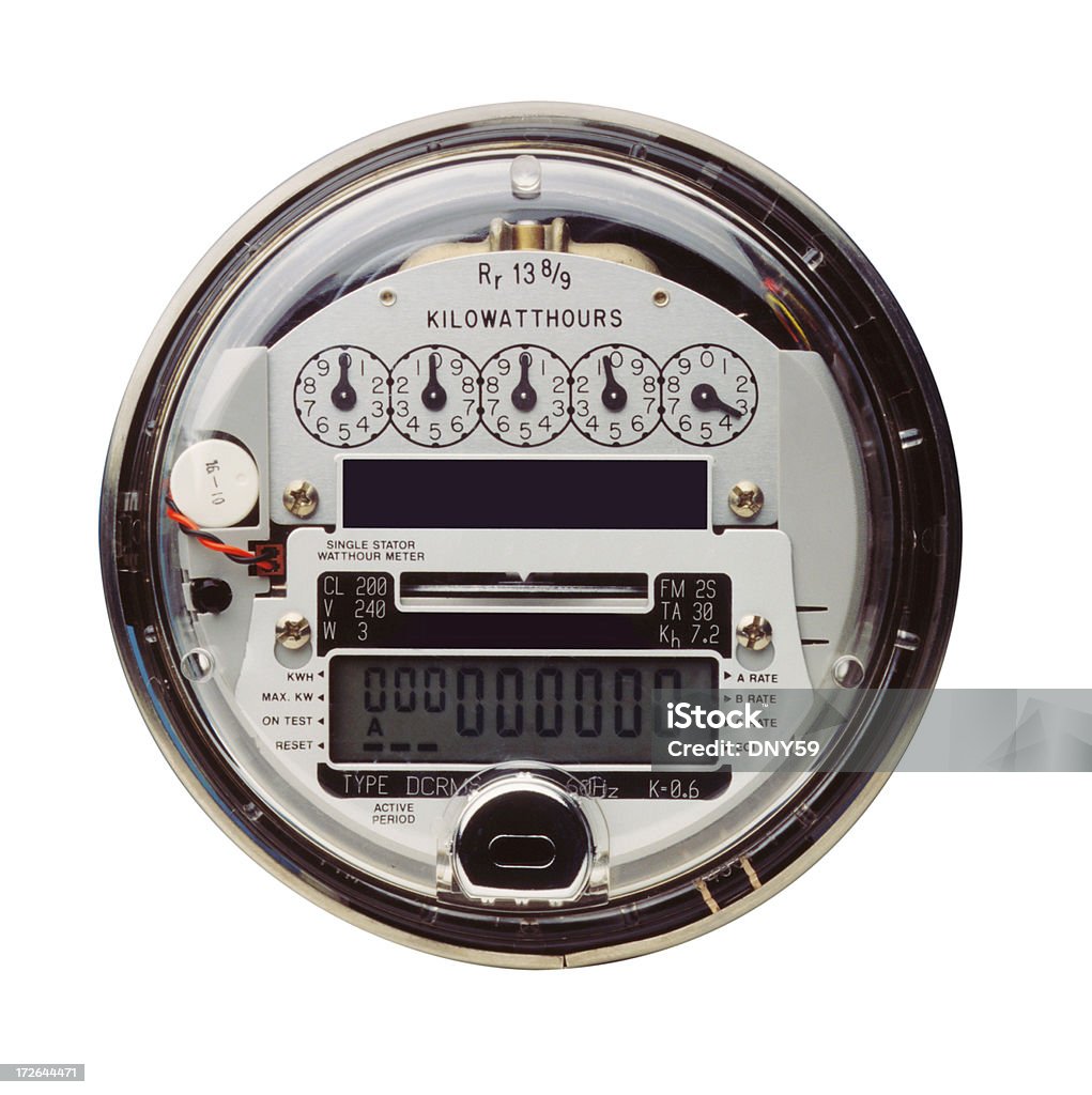 Electric meter isoliert auf weißem Hintergrund - Lizenzfrei Amperemeter Stock-Foto