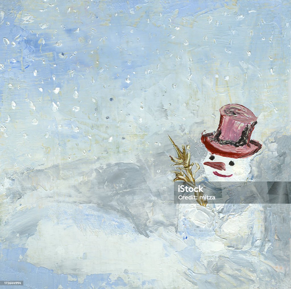 Счастливый Снеговик - Стоковые иллюстрации Масляная живопись роялти-фри