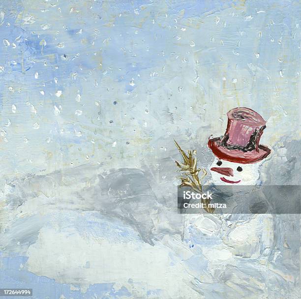 Счастливый Снеговик — стоковая векторная графика и другие изображения на тему Масляная живопись - Масляная живопись, Рождество, Без людей
