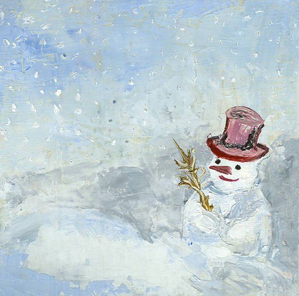 Happy snowman Happy snowman, my own painting, scanned. christmas oil painting stock illustrations