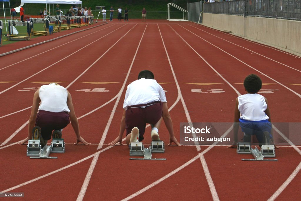 Starting Line 3 Boys ready to start a race.  Others in this series: Child Stock Photo