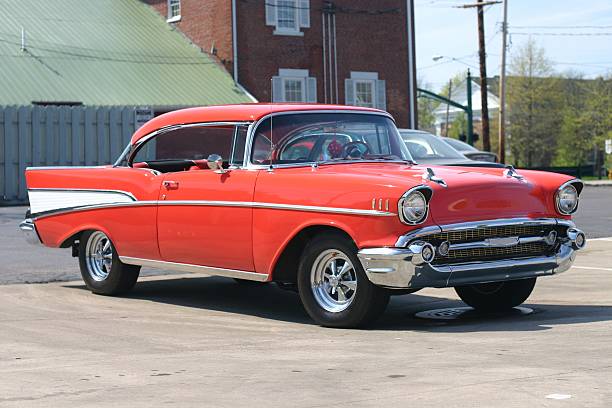 istock Classic red Chevrolet vehicle in a parking lot 172645332