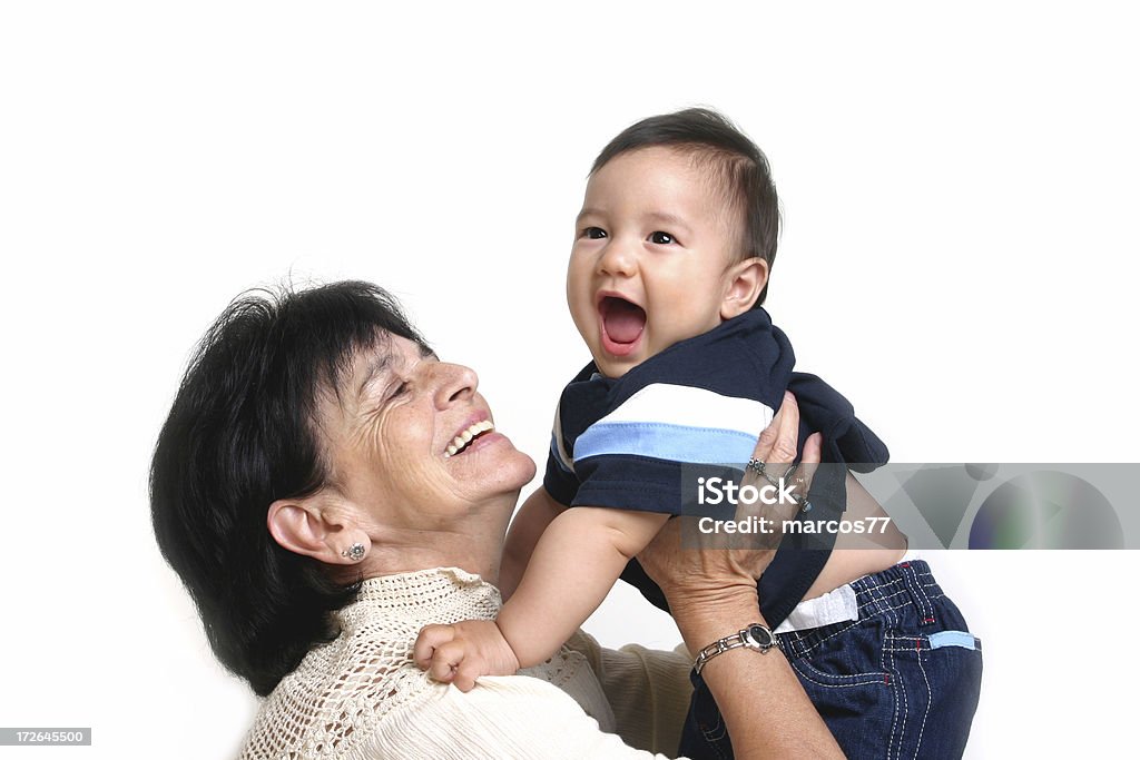 Nonna e bambino - Foto stock royalty-free di Sfondo bianco