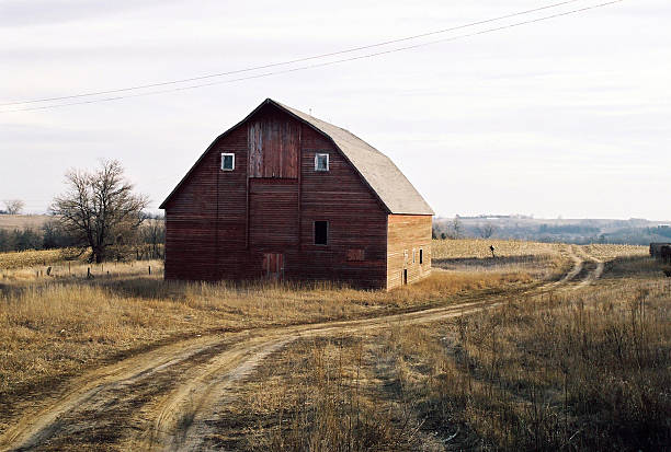 aus nebraska scheune - nebraska landscape midwest usa landscaped stock-fotos und bilder