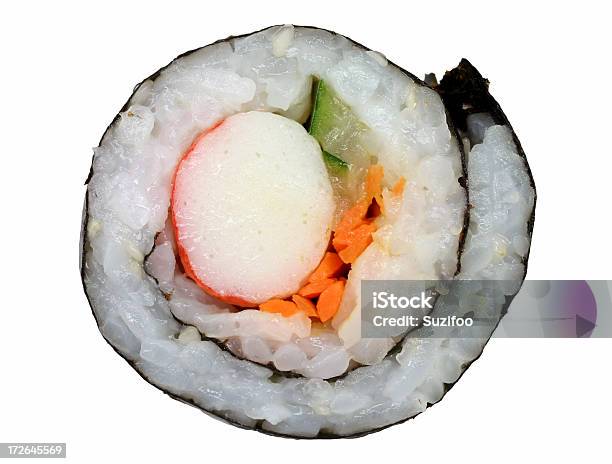 Piece Of Sushi Stock Photo - Download Image Now - White Background, Sushi, California Roll
