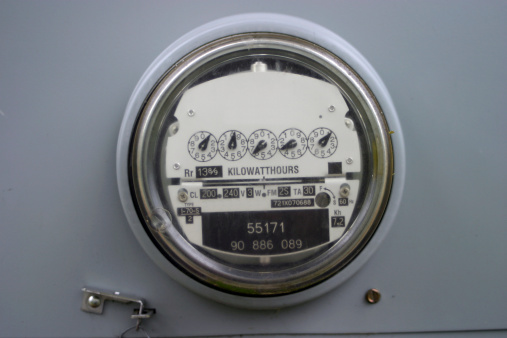 General residential energy meter with trademarks removed.