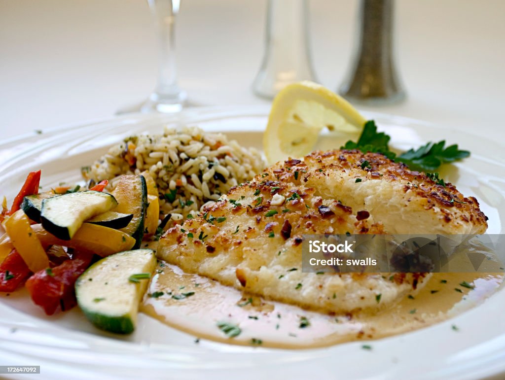 Heilbutt-Abendessen - Lizenzfrei Fisch Stock-Foto