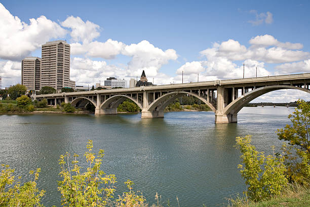 istock Broadway Bridge in Downtown Saskatoon With Hotels andd Condominiums 172647180