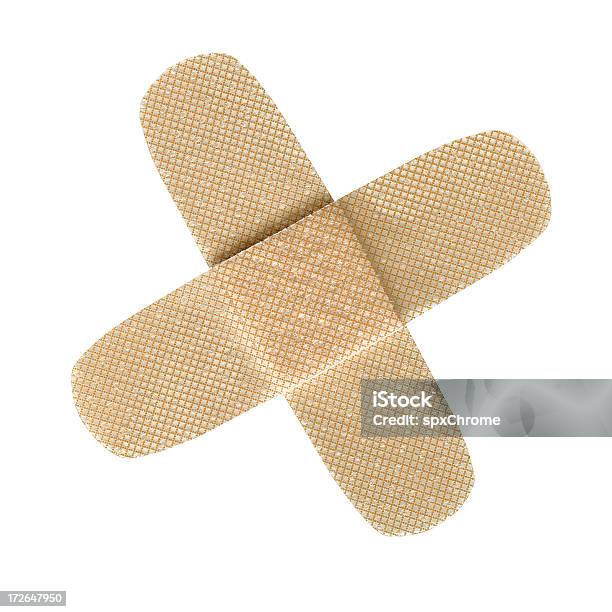 Bandaid - Fotografias de stock e mais imagens de Penso Rápido - Penso Rápido, Fundo Branco, Cruz - Forma