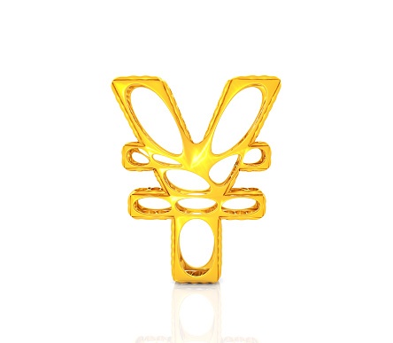 Taurus 3D Gold zodiac Symbol isolated on white