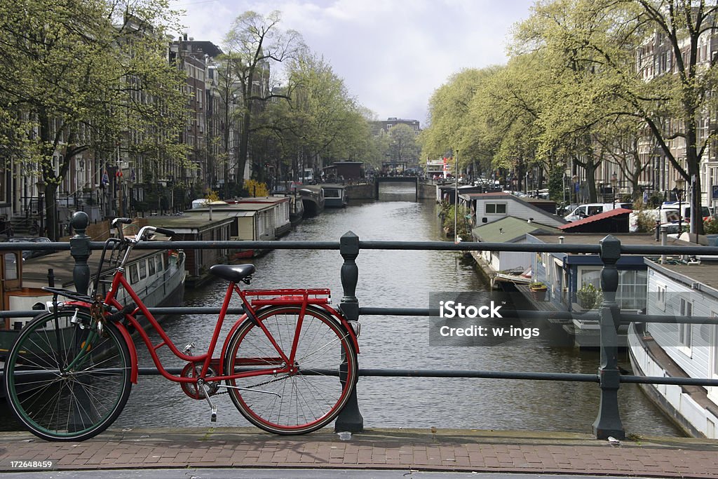 amsterdam city scene typical amsterdam: bike on a bridge Amsterdam Stock Photo