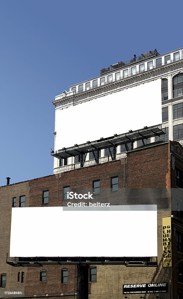 two billboards two billboards on a new york city block Billboard Stock Photo