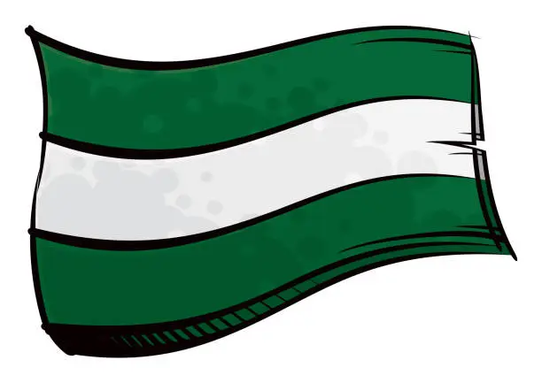 Vector illustration of Painted Andalusia flag waving in wind