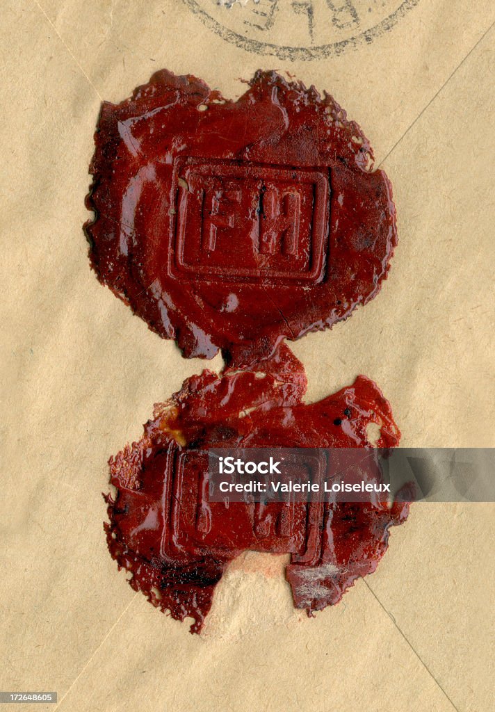 Old  wax seals Old wax seals with F and H letters. Ancient Stock Photo