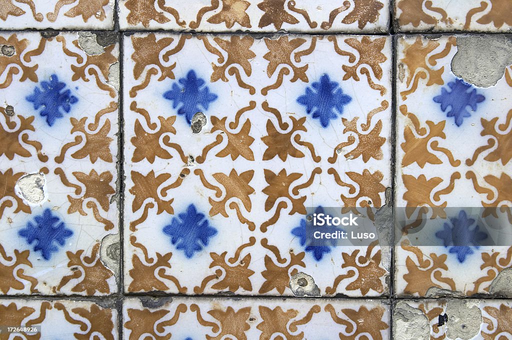 Aged Tiles (Vintage) handpainted tiles Old Stock Photo