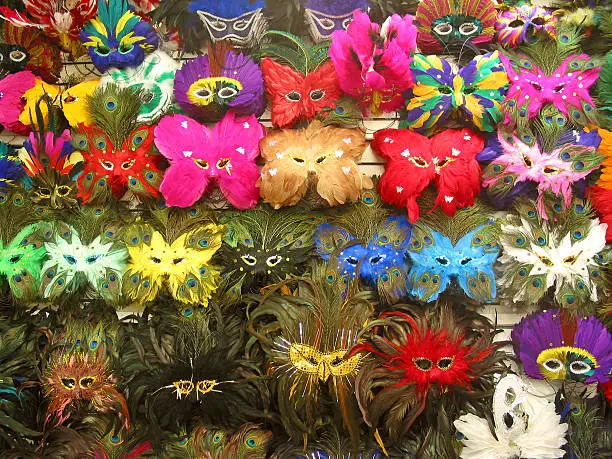 Wall of Masks in New Orleans at Mardi Gras