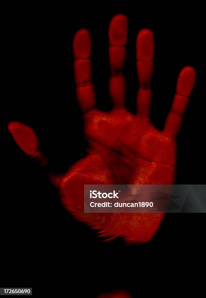 Corpo Orrorerosso Mano - Fotografie stock e altre immagini di Sangue - Sangue, Sfondo nero, Impronta di mano