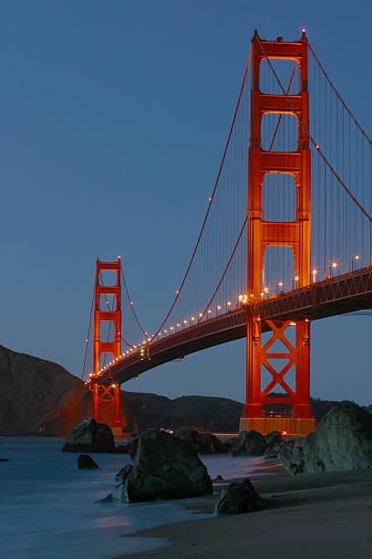 Golden Gate Bridge at Night stock photo