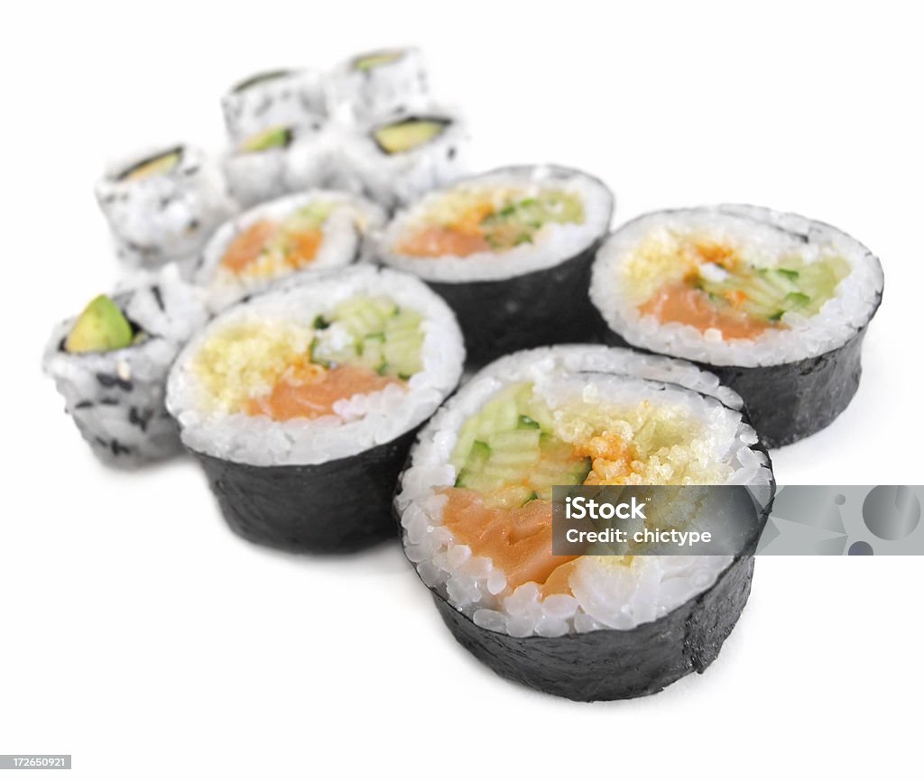 sushi - Foto de stock de Fondo blanco libre de derechos