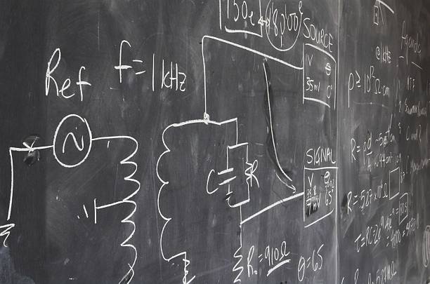 Blackboard electrical diagram perspective stock photo