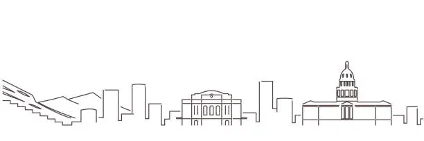 Vector illustration of Denver Dark Line Simple Minimalist Skyline With White Background