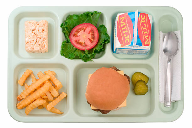 School Food - Cheeseburger stock photo